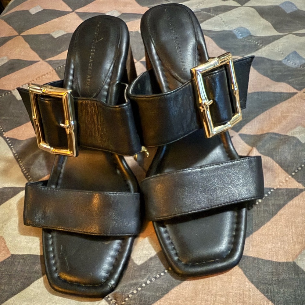 Used White House Black Market Bamboo Black Sandals